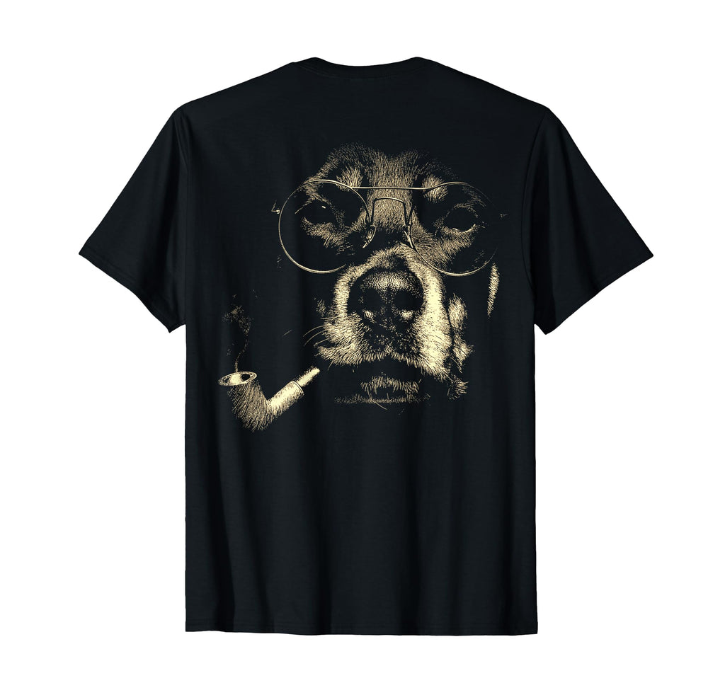 Rottweiler Glasses Smoking Pipe Grunge T-Shirt - Aesthetic Graphic Unisex - T-Shirt, Sweatshirt, Hoodie