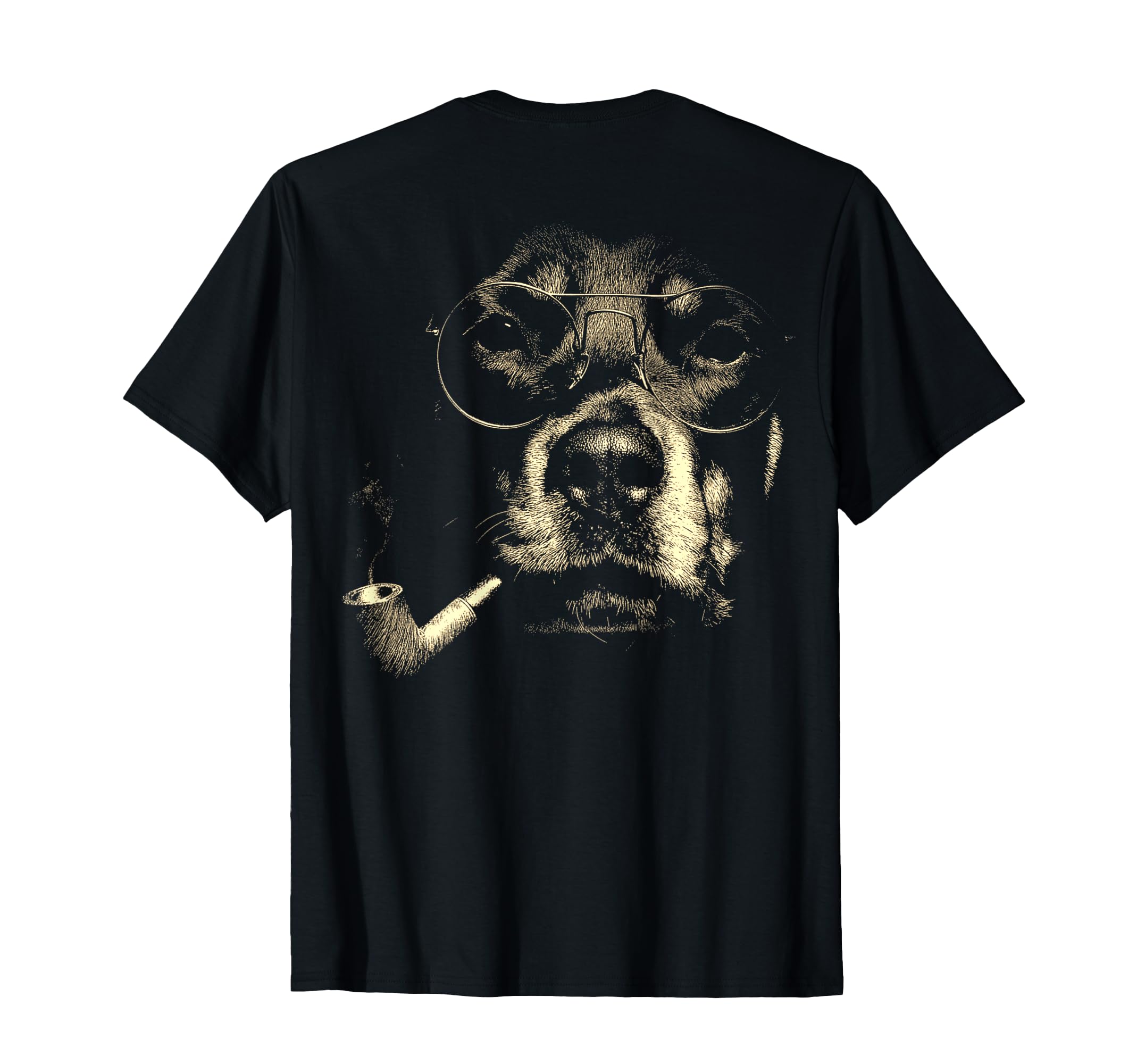 Rottweiler Glasses Smoking Pipe Grunge T-Shirt - Aesthetic Graphic Unisex - T-Shirt, Sweatshirt, Hoodie