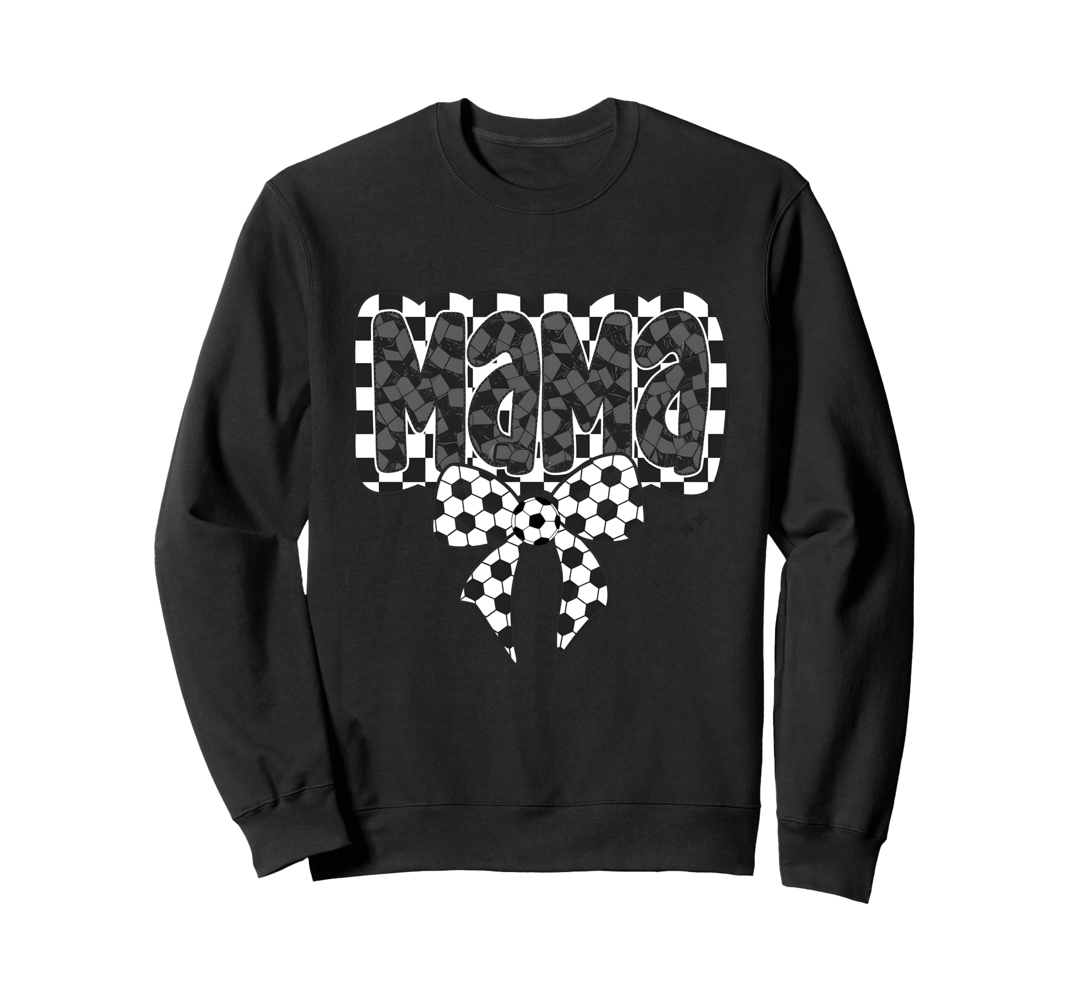 Mono Checkred Soccer Mama Bow White Sweatshirt - Trendy Graphic Unisex - T-Shirt, Sweatshirt, Hoodie