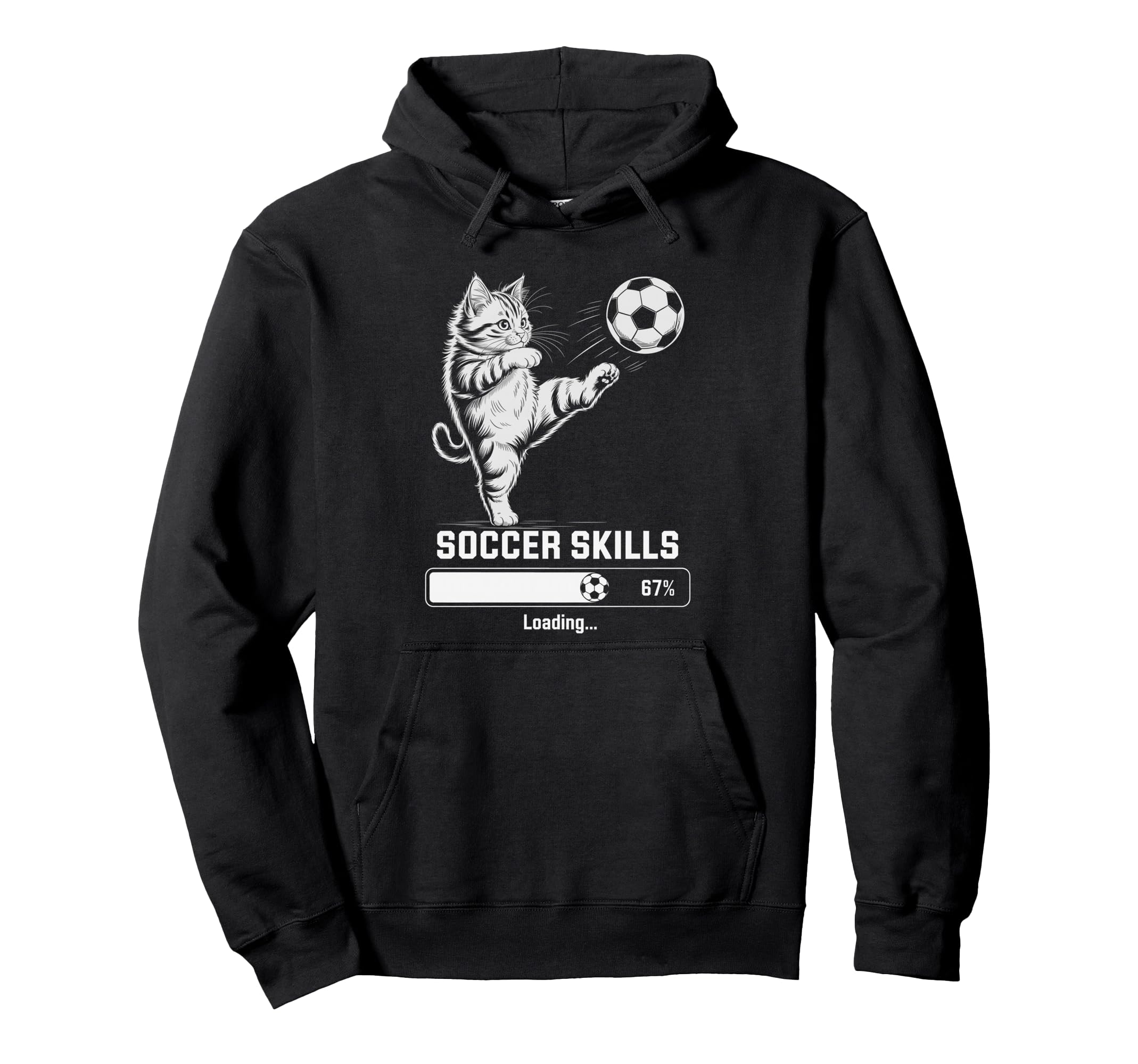 Kawaii Soccer Skills Loading Cat Mom Hoodie - Custom Art Print for Adults - T-Shirt, Sweatshirt, Hoodie
