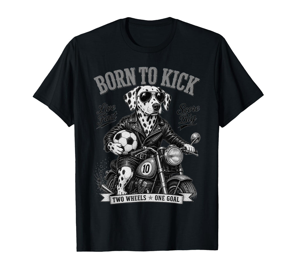 Dalmatian Motorbike Love Footbal Soccer T-Shirt - Graphic Print Men Women - T-Shirt, Sweatshirt, Hoodie