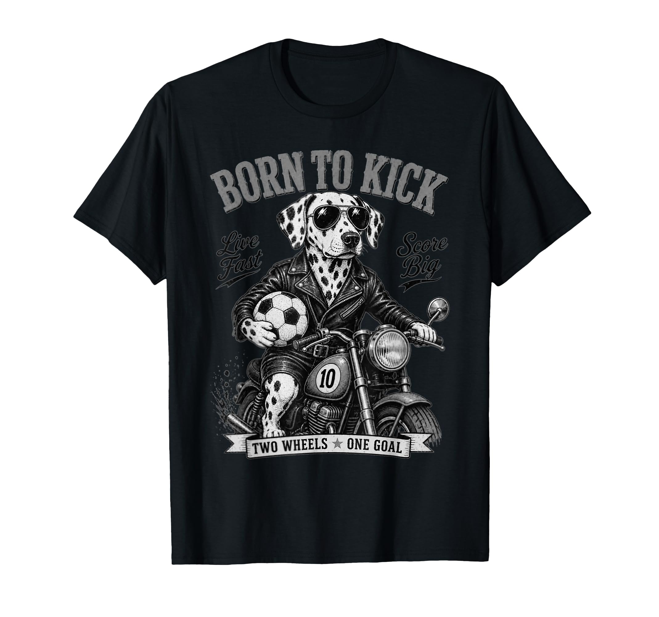 Dalmatian Motorbike Love Footbal Soccer T-Shirt - Graphic Print Men Women - T-Shirt, Sweatshirt, Hoodie