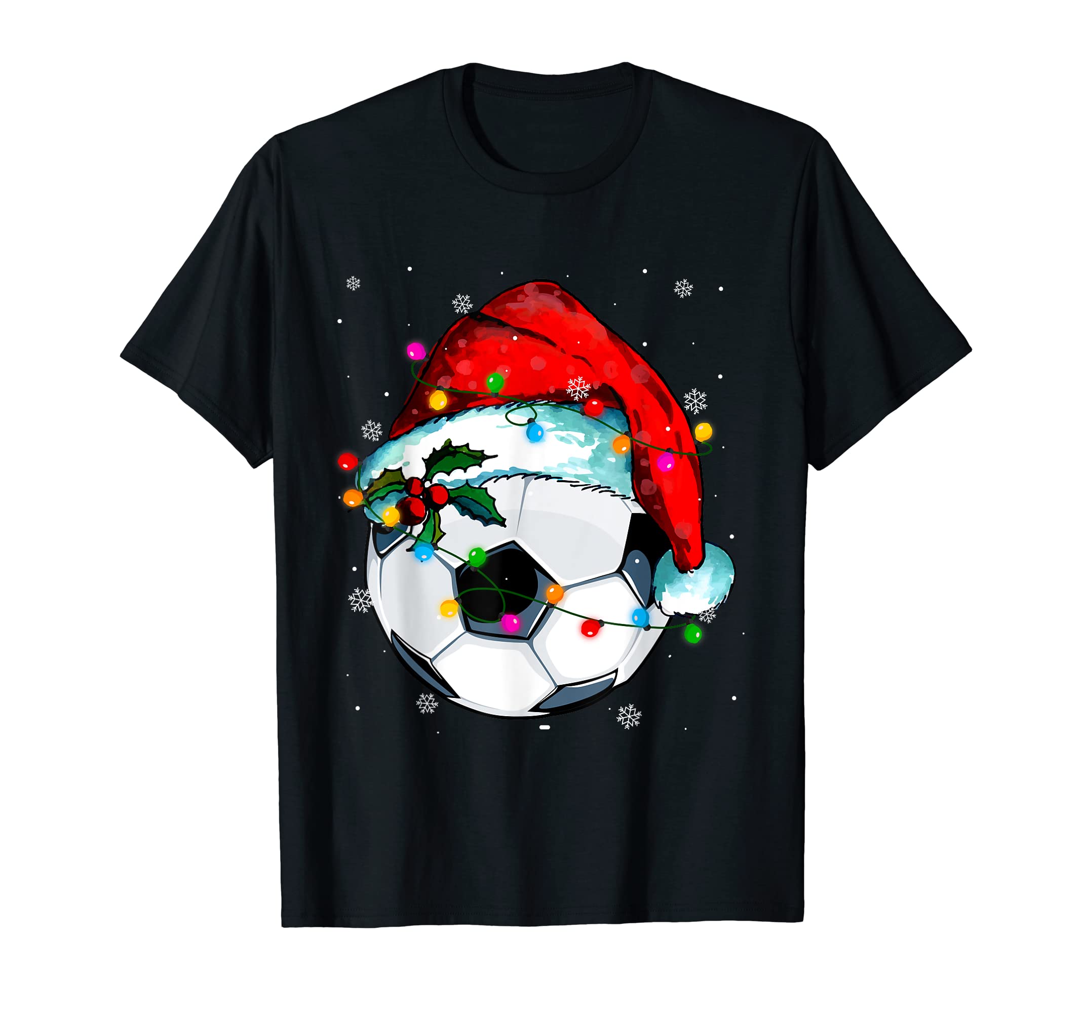 Lights Soccer Santa Hat Sport Soccer T-Shirt - Unique Graphic Men Women - T-Shirt, Sweatshirt, Hoodie