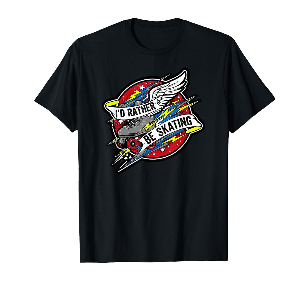 Id Rather Be Skating Roller Skate Wings T-Shirt - Graphic Print for Adults - T-Shirt, Sweatshirt, Hoodie