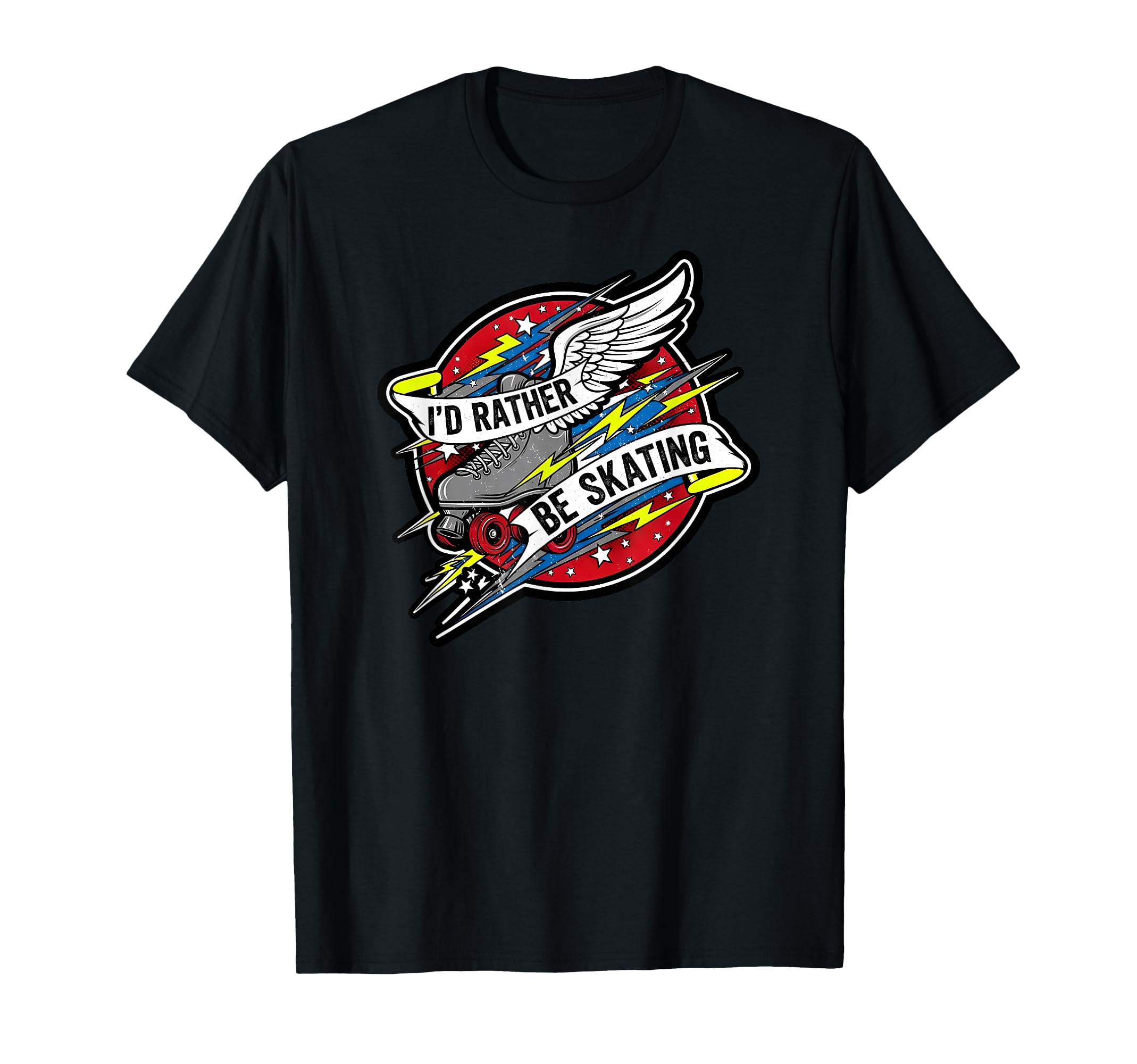Id Rather Be Skating Roller Skate Wings T-Shirt - Graphic Print for Adults - T-Shirt, Sweatshirt, Hoodie