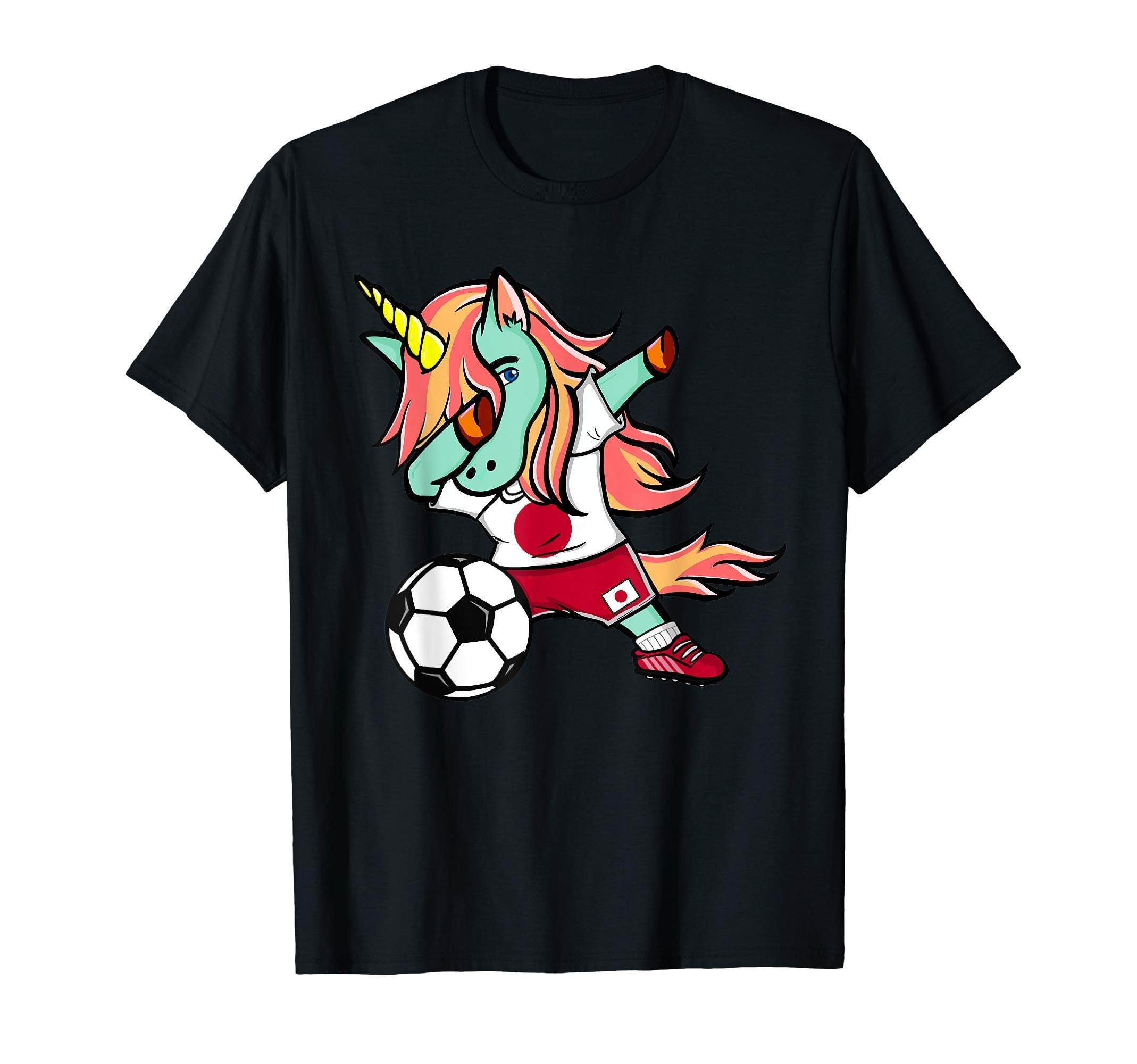 Funny Dabbing Unicorn Japan Football T-Shirt - Graphic Print for Adults - T-Shirt, Sweatshirt, Hoodie