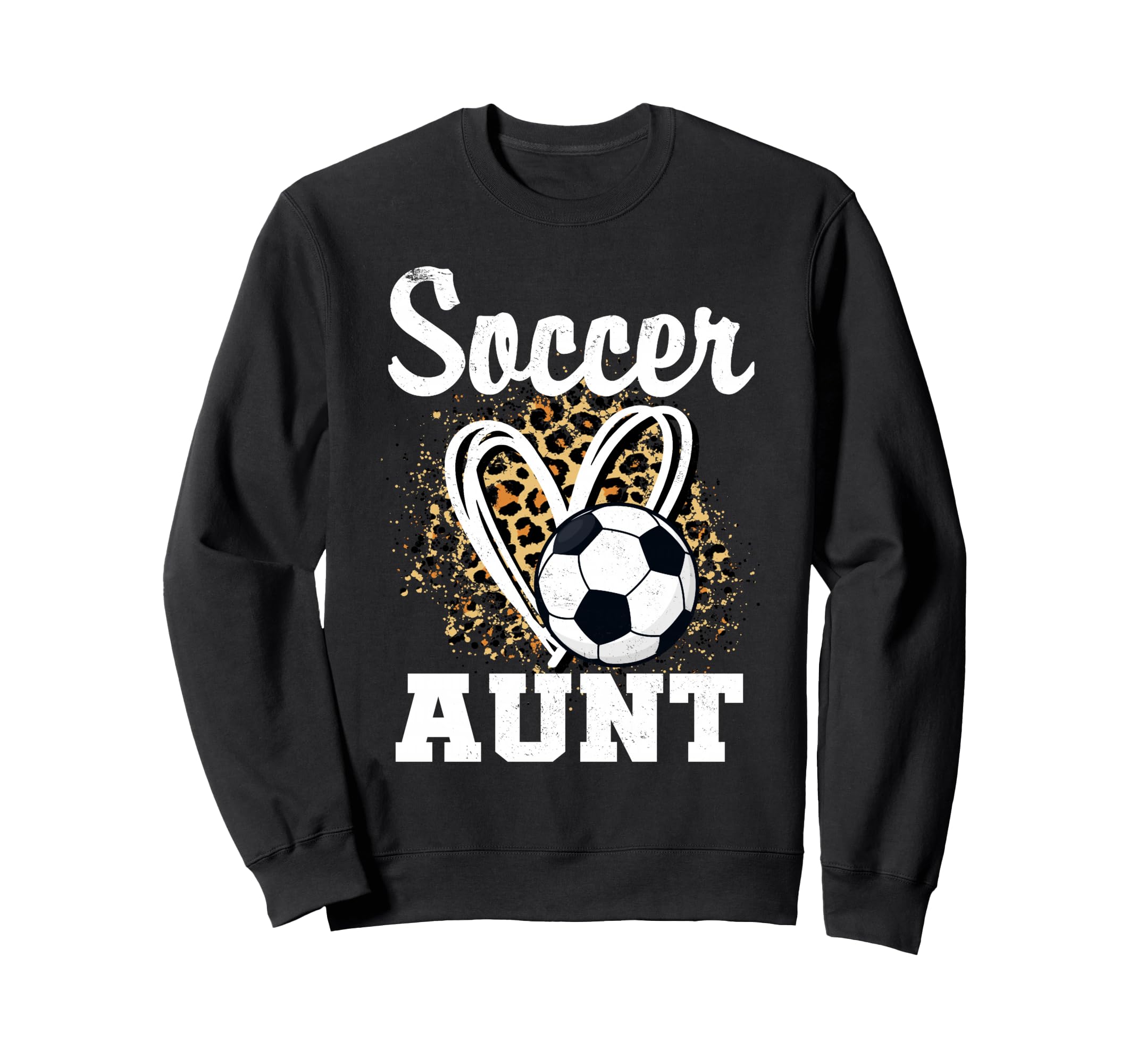 Soccer Aunt Leopard Heart Matching Sweatshirt - Minimalist Print Men Women - T-Shirt, Sweatshirt, Hoodie