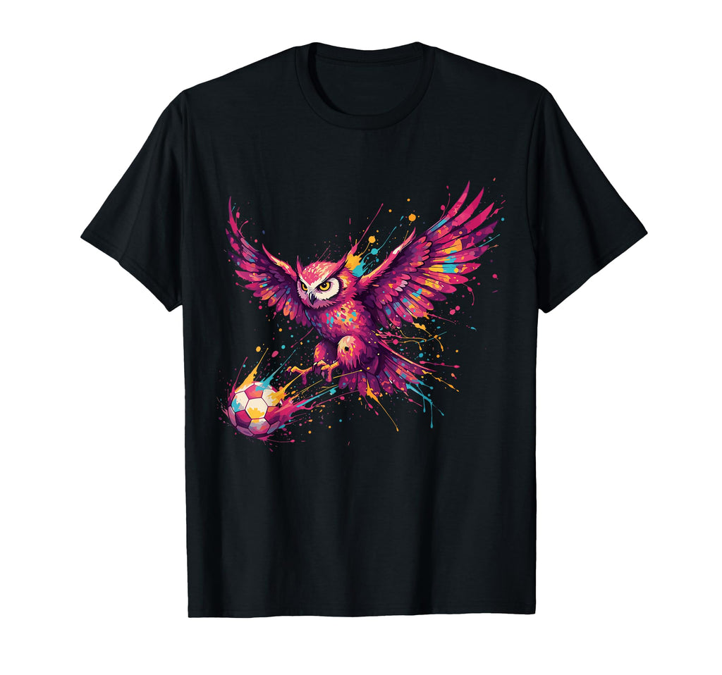 Soccer Player Owl Art Paint Splatter T-Shirt - Minimalist Print Men Women - T-Shirt, Sweatshirt, Hoodie