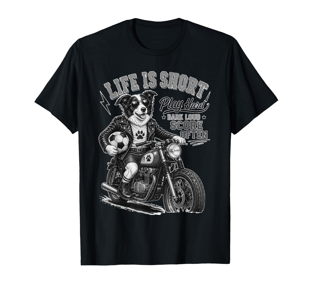 Border Collie Motorbike Footbal Soccer T-Shirt - Trendy Graphic for Adults - T-Shirt, Sweatshirt, Hoodie
