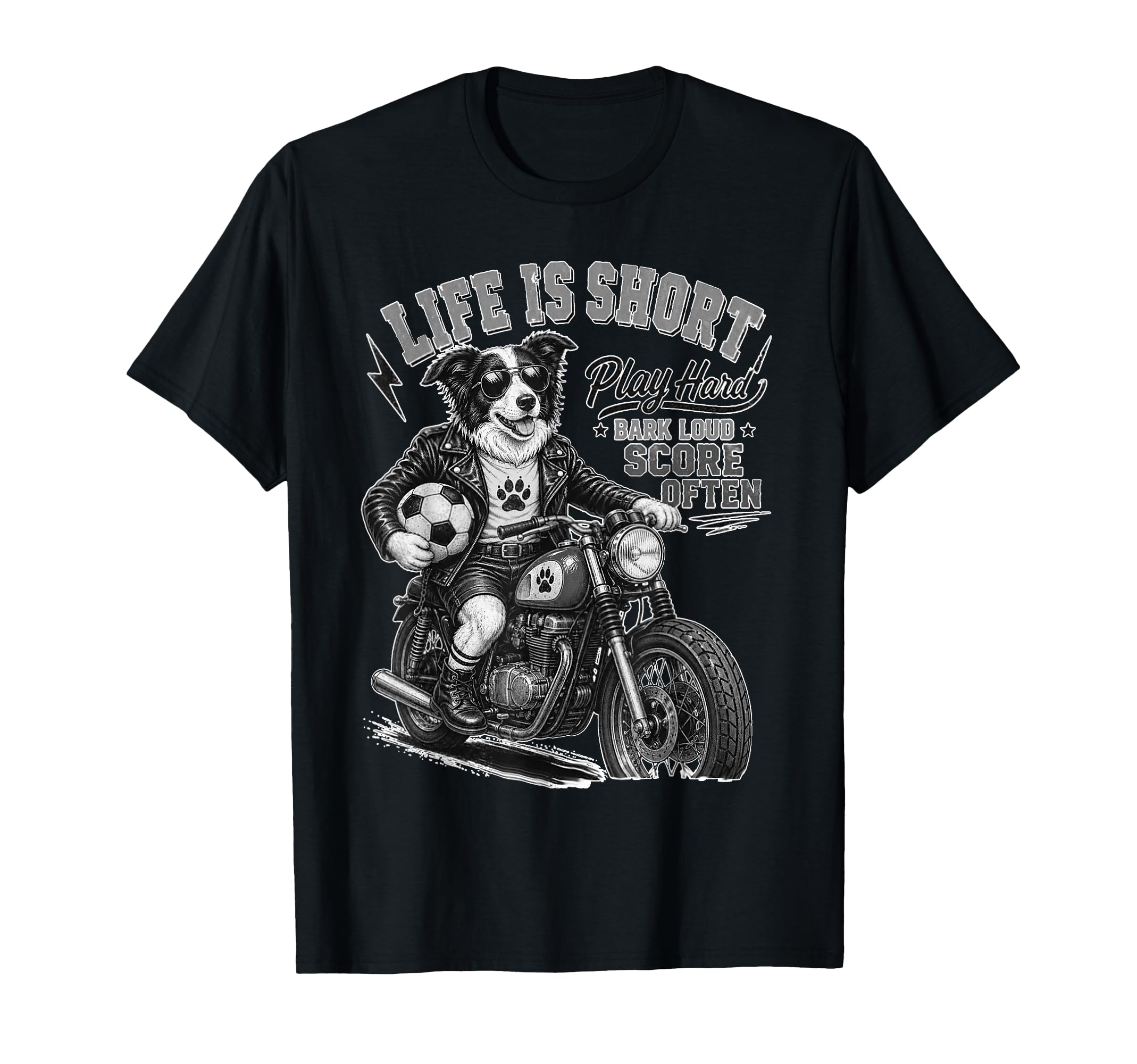 Border Collie Motorbike Footbal Soccer T-Shirt - Trendy Graphic for Adults - T-Shirt, Sweatshirt, Hoodie