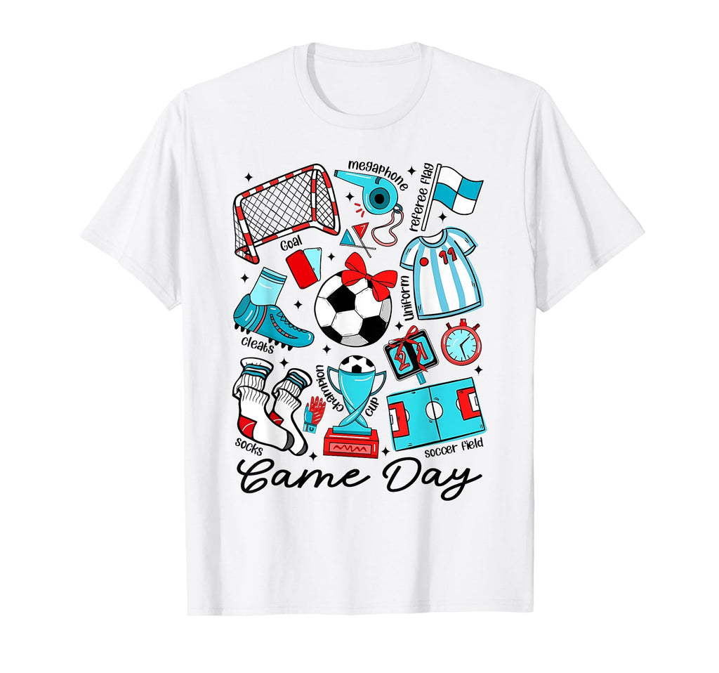 Game Day Soccer Bow Coquette Funny T-Shirt - Minimalist Print Men Women - T-Shirt, Sweatshirt, Hoodie