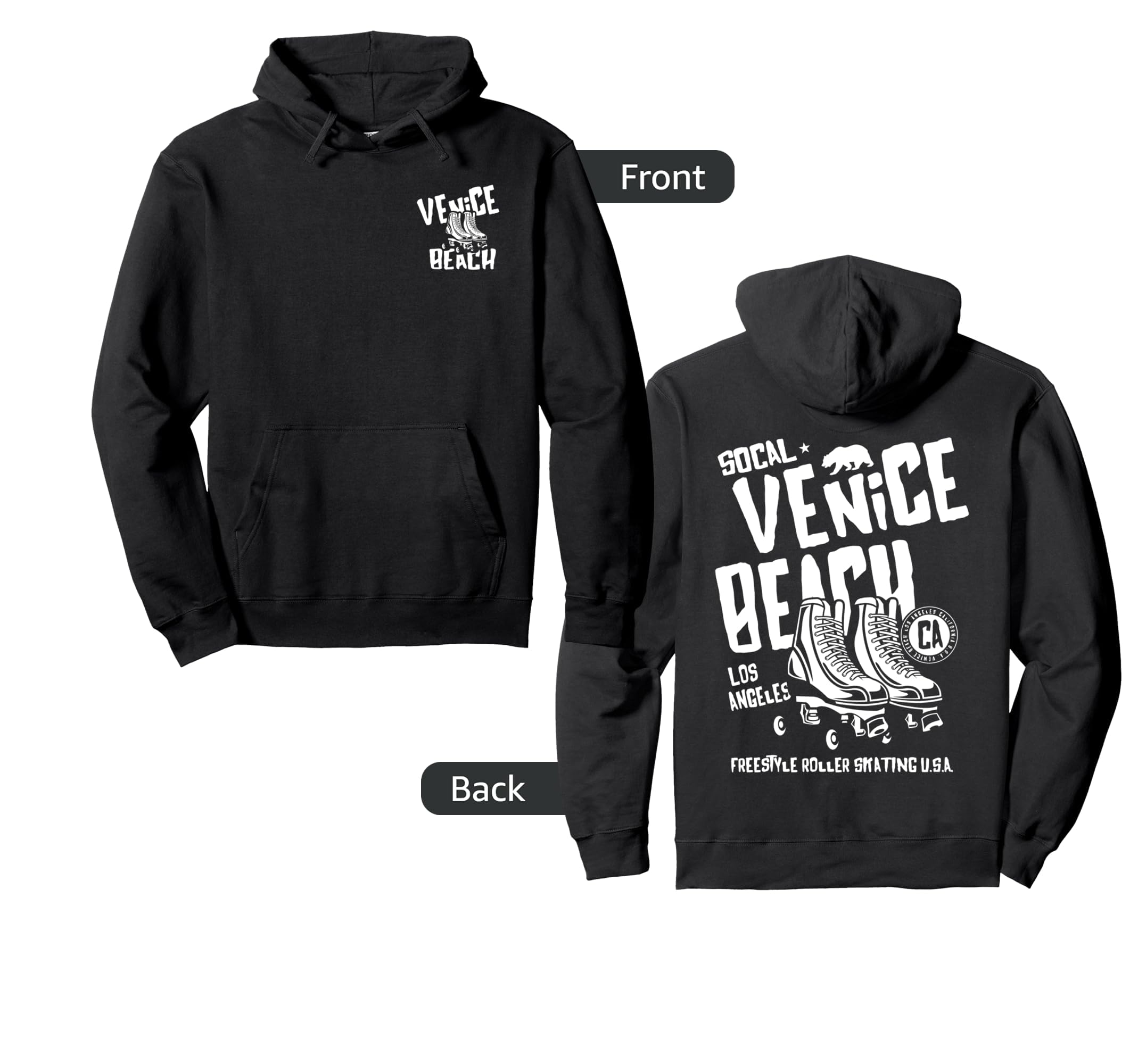 Venice Beach California Roller Skate Hoodie - Unique Graphic Unisex - T-Shirt, Sweatshirt, Hoodie