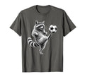 Funny Raccoon Kicking Soccer Ball Football T-Shirt - Unique Graphic Unisex - T-Shirt, Sweatshirt, Hoodie