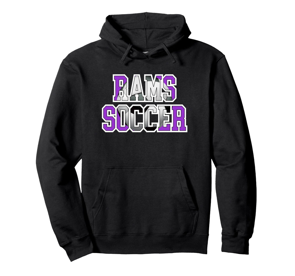 Rams Soccer Mom Game Day Mascot Purple Hoodie - Graphic Print for Adults - T-Shirt, Sweatshirt, Hoodie