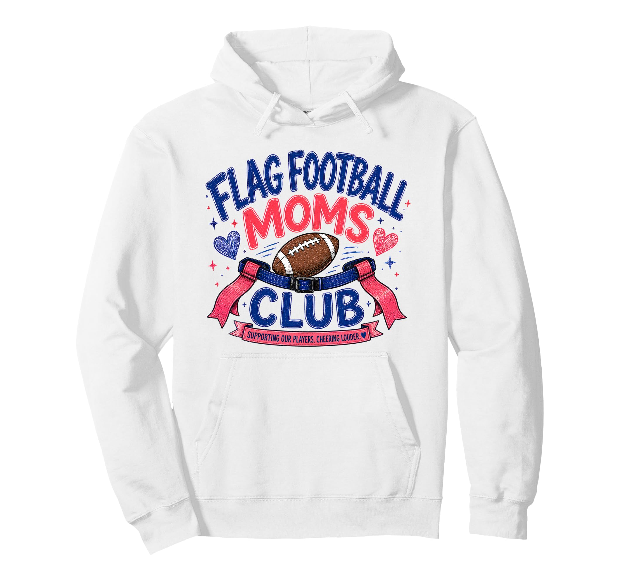 Proud Flag Football Moms Club Gameday Hoodie - Custom Art Print for Adults - T-Shirt, Sweatshirt, Hoodie