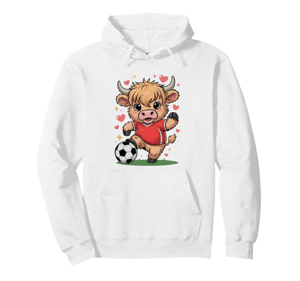 Kawaii Soccer Cow Just Who Loves Highland Hoodie - Unique Graphic Unisex - T-Shirt, Sweatshirt, Hoodie