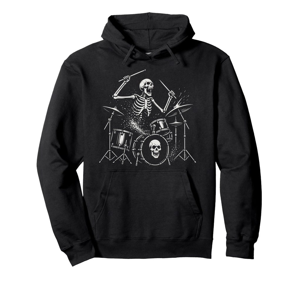 Rock Skeleton Hand Drummer Skull Hoodie - Streetwear Style for Adults - T-Shirt, Sweatshirt, Hoodie