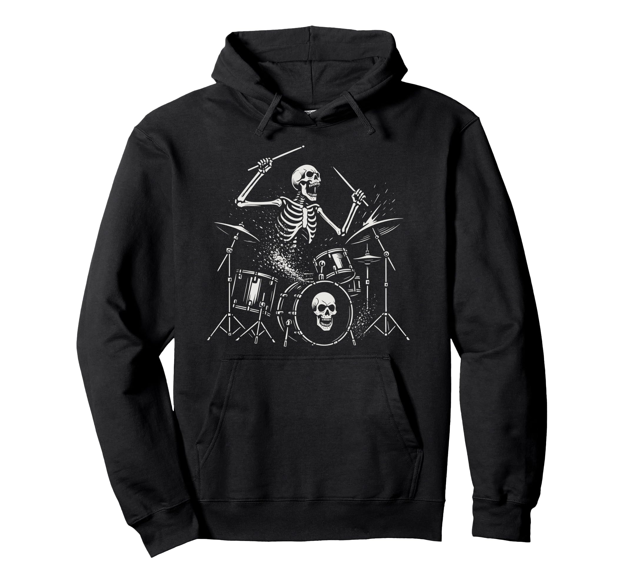 Rock Skeleton Hand Drummer Skull Hoodie - Streetwear Style for Adults - T-Shirt, Sweatshirt, Hoodie