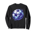 Grunge Soccer Ball Distressed Blue Sweatshirt - Custom Art Print Unisex - T-Shirt, Sweatshirt, Hoodie