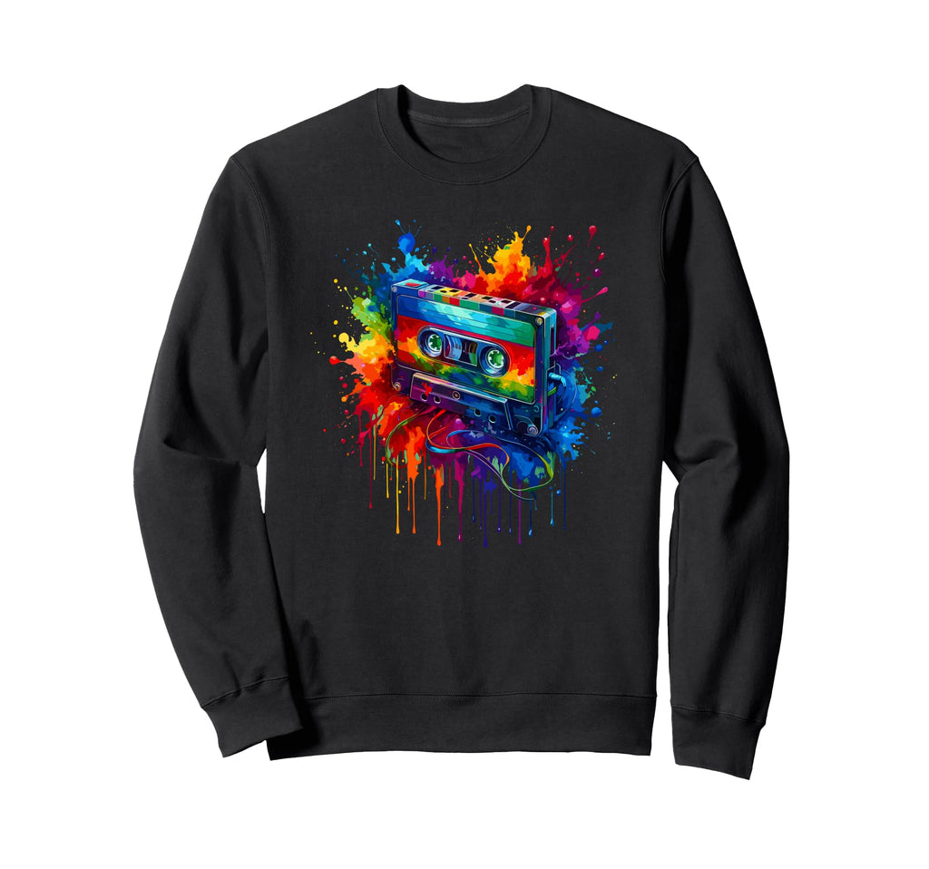 Splash Art Cassette Player Music Sweatshirt - Aesthetic Graphic for Adults - T-Shirt, Sweatshirt, Hoodie