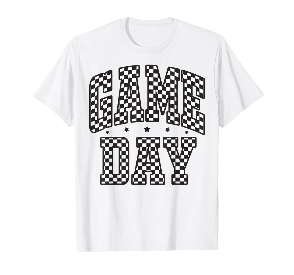 Funny Checkered Game Day Football Black T-Shirt - Minimalist Print Unisex - T-Shirt, Sweatshirt, Hoodie