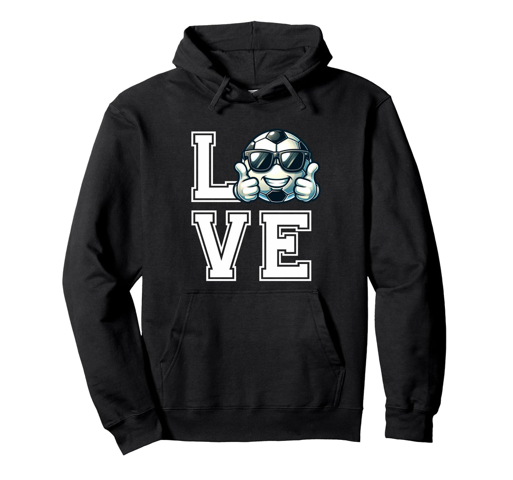 Love Cartoon Football Sunglasses Soccer Hoodie - Unique Graphic Unisex - T-Shirt, Sweatshirt, Hoodie