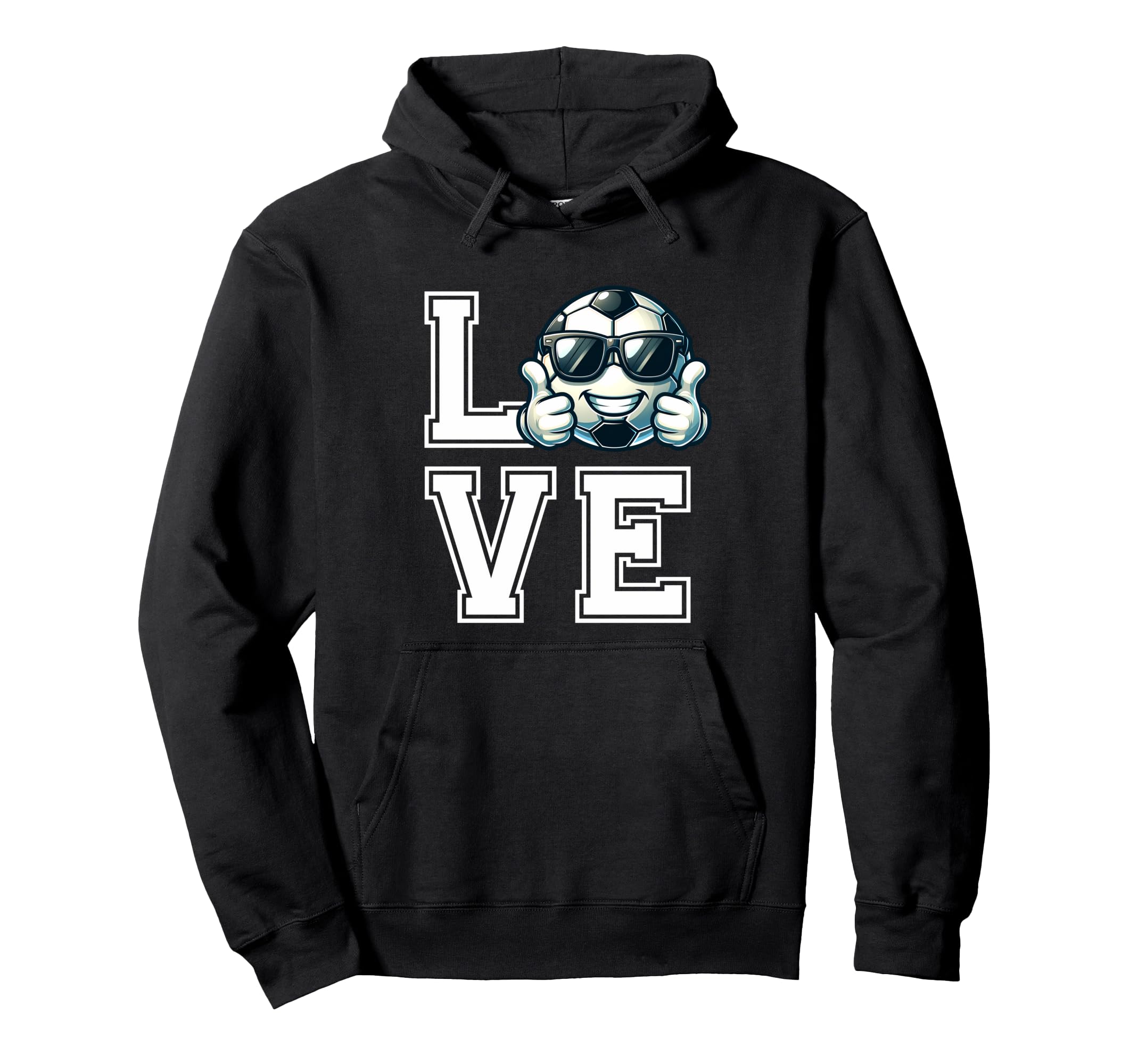 Love Cartoon Football Sunglasses Soccer Hoodie - Unique Graphic Unisex - T-Shirt, Sweatshirt, Hoodie