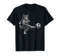 Soccer Cat Sketch Funny Cat Kick T-Shirt - Aesthetic Graphic for Adults - T-Shirt, Sweatshirt, Hoodie