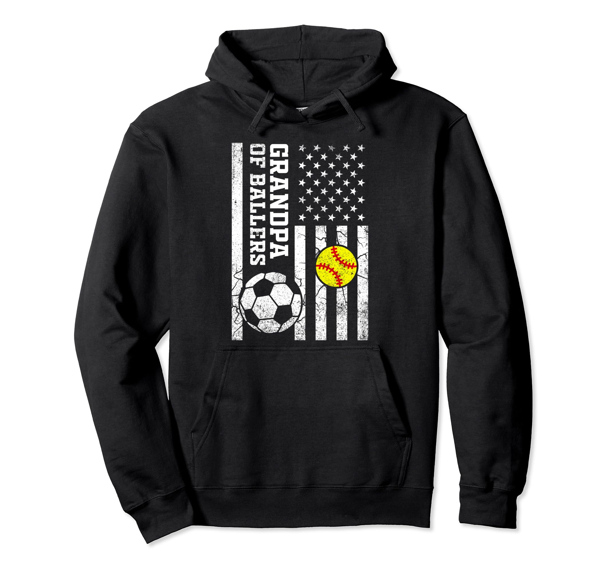 Grandpa Ballers Baseball Soccer Softball Hoodie - Graphic Print Unisex - T-Shirt, Sweatshirt, Hoodie