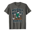 Muddy Boots Happy Soccer T-Shirt - Custom Art Print Men Women - T-Shirt, Sweatshirt, Hoodie