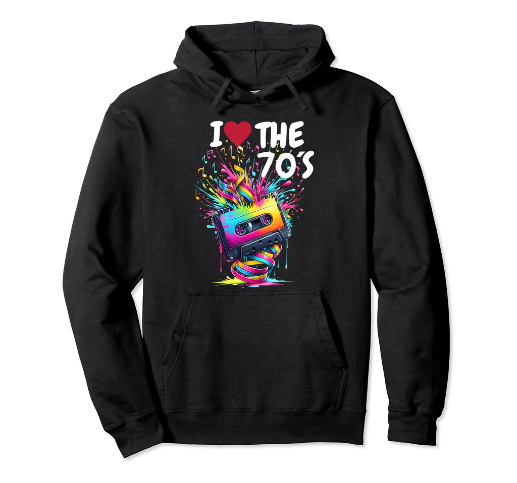 70S Music Notes Cassette Tape Music 1970S Hoodie - Aesthetic Graphic Unisex - T-Shirt, Sweatshirt, Hoodie