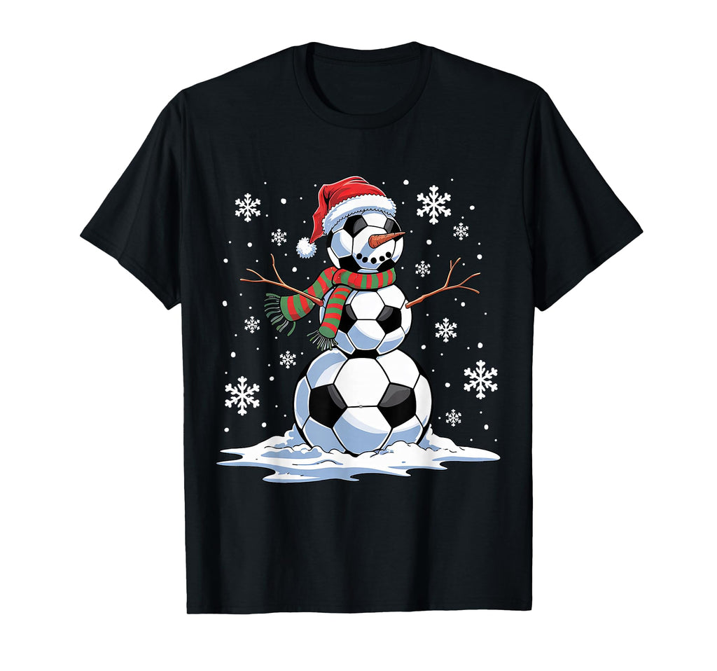 Soccer Snowman Soccer Player Santa Hat T-Shirt - Aesthetic Graphic Unisex - T-Shirt, Sweatshirt, Hoodie