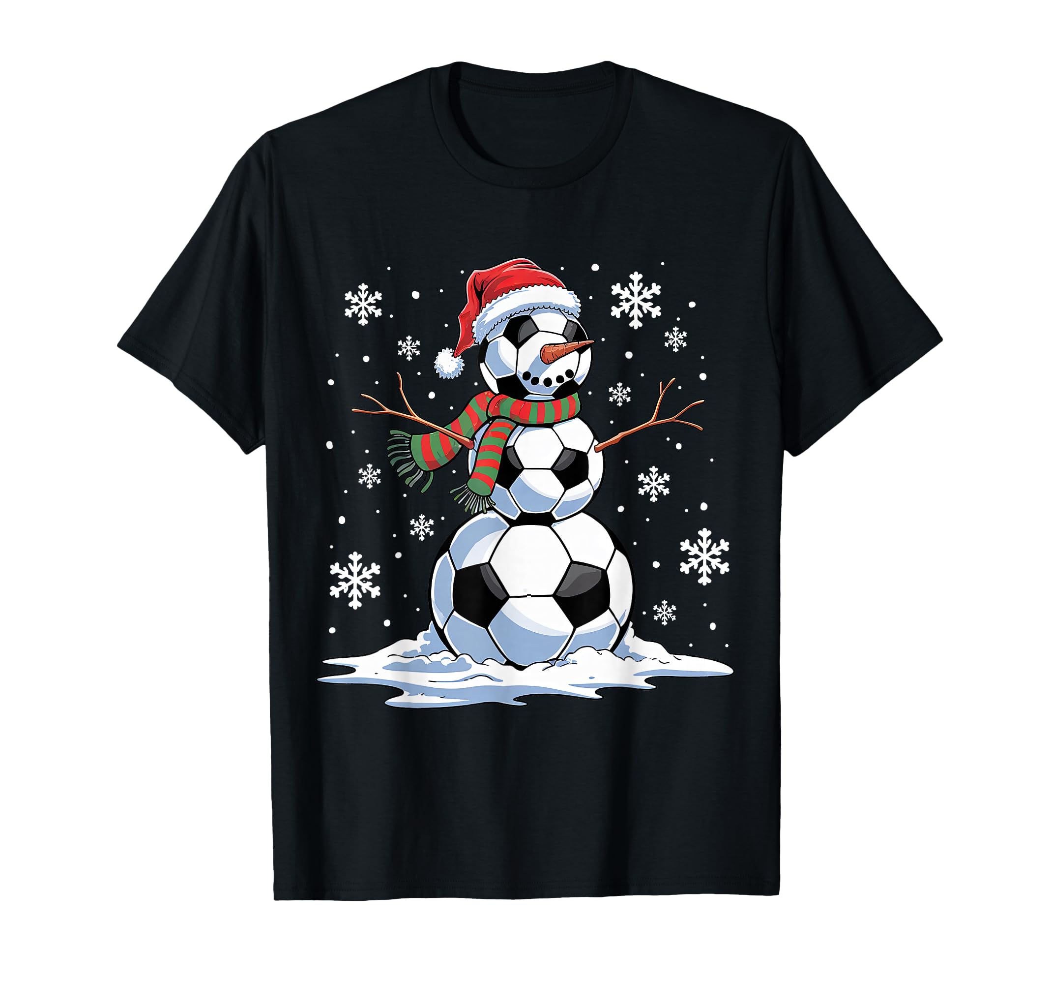 Soccer Snowman Soccer Player Santa Hat T-Shirt - Aesthetic Graphic Unisex - T-Shirt, Sweatshirt, Hoodie