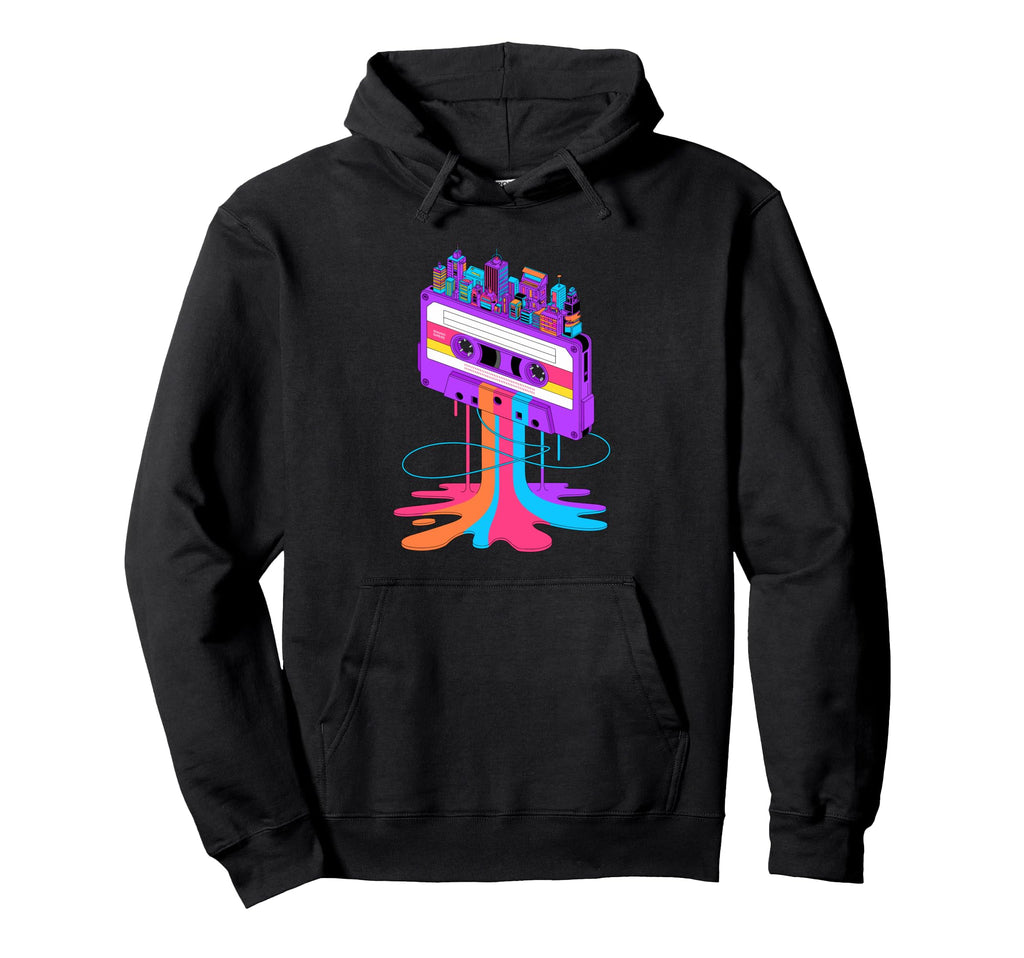 Dripping Paint Art Cassette Tape City Hoodie - Streetwear Style for Adults - T-Shirt, Sweatshirt, Hoodie
