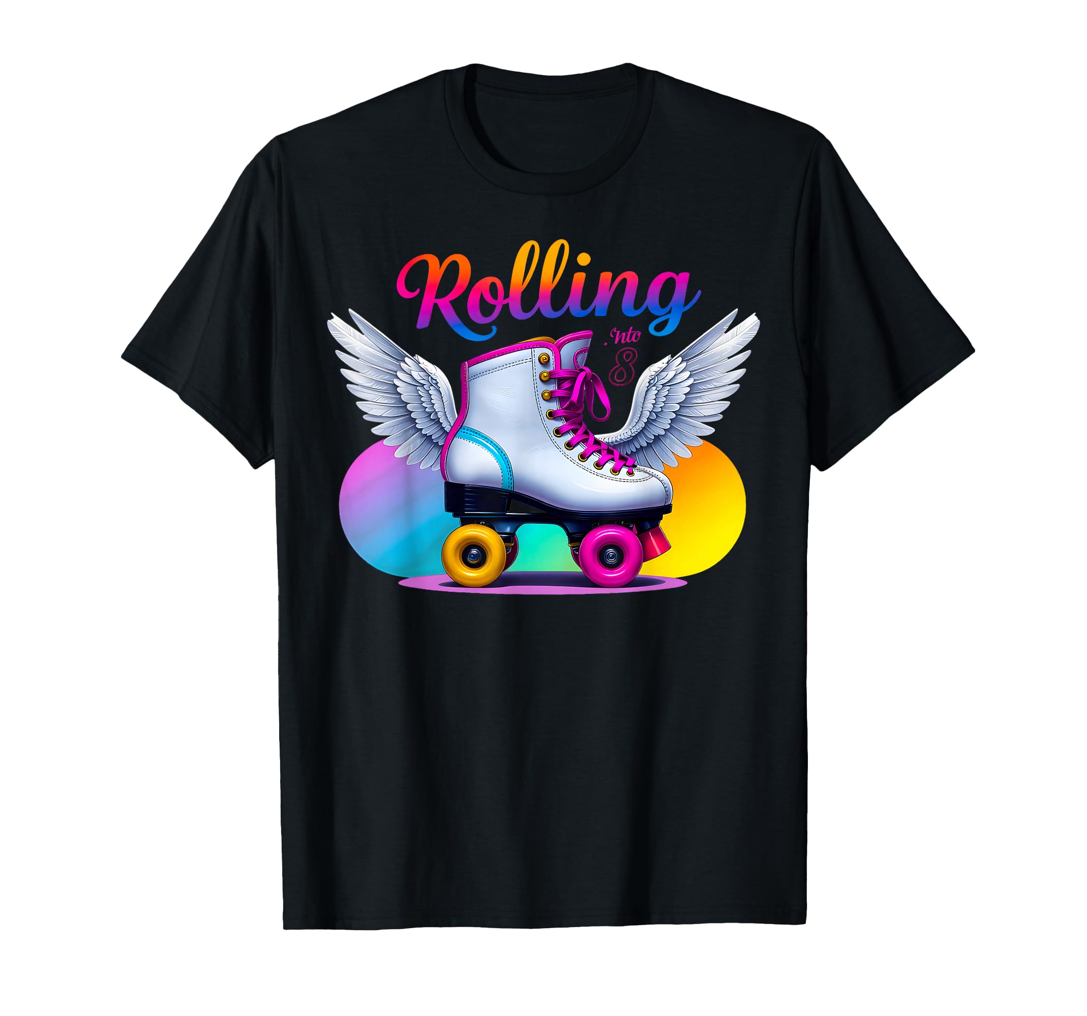Rolling Into 8 Roller Skating 8Th T-Shirt - Aesthetic Graphic Unisex - T-Shirt, Sweatshirt, Hoodie