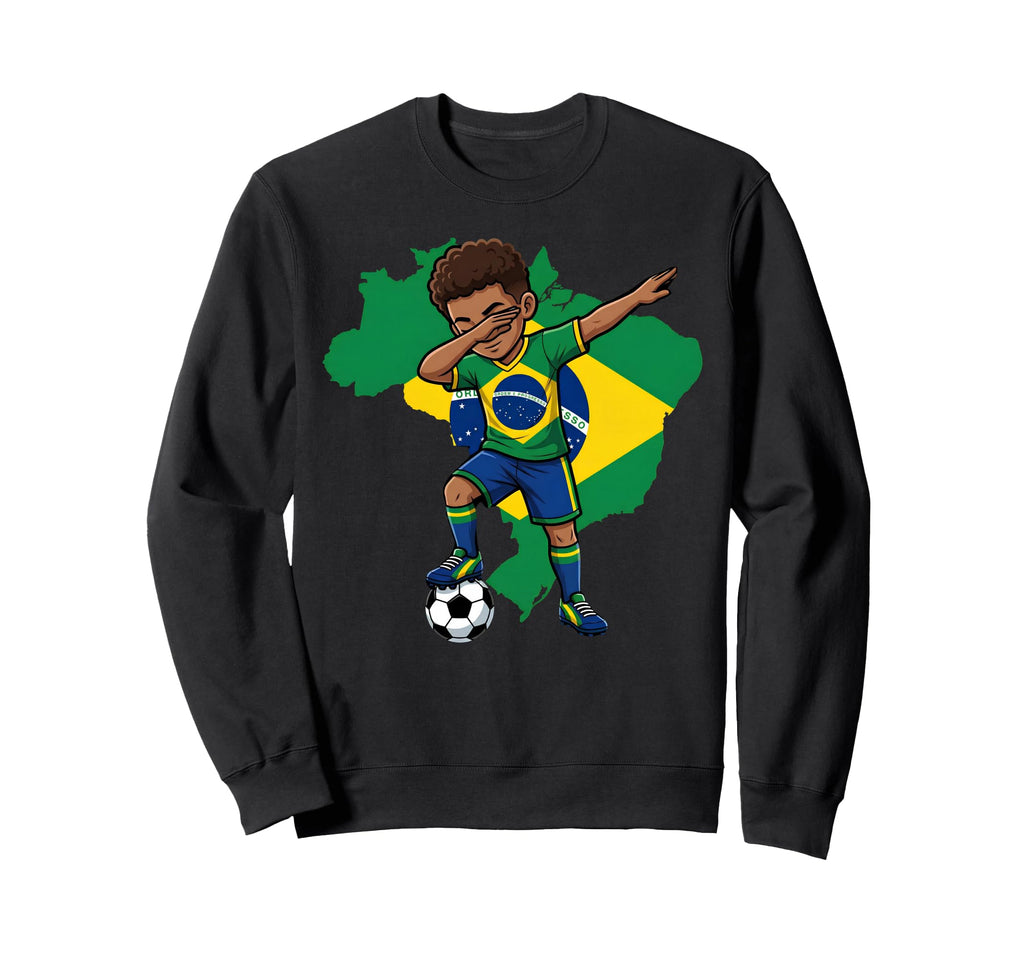 Brazil Soccer Dab Flag Football Sweatshirt - Trendy Graphic Unisex - T-Shirt, Sweatshirt, Hoodie