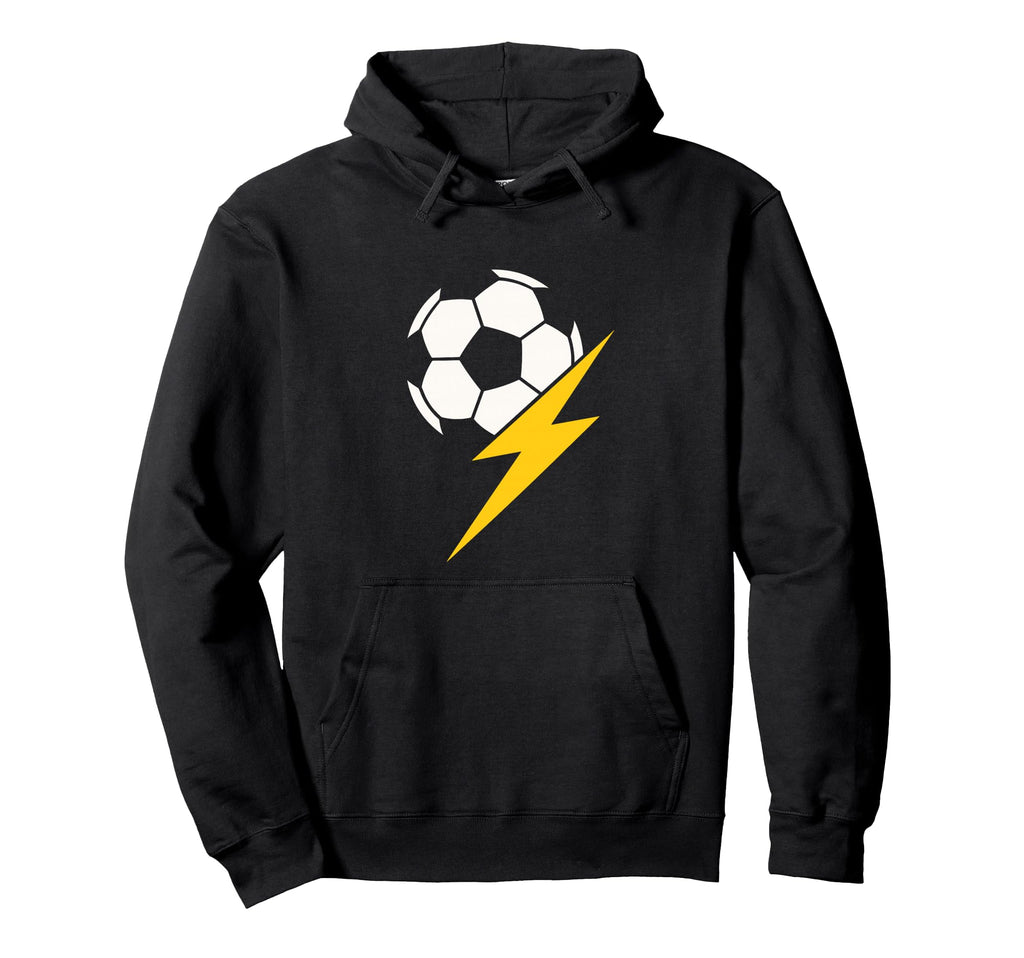 Soccer Ball Yellow Lightning Bolt Hoodie - Casual Everyday Wear Unisex - T-Shirt, Sweatshirt, Hoodie