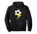 Soccer Ball Yellow Lightning Bolt Hoodie - Casual Everyday Wear Unisex - T-Shirt, Sweatshirt, Hoodie