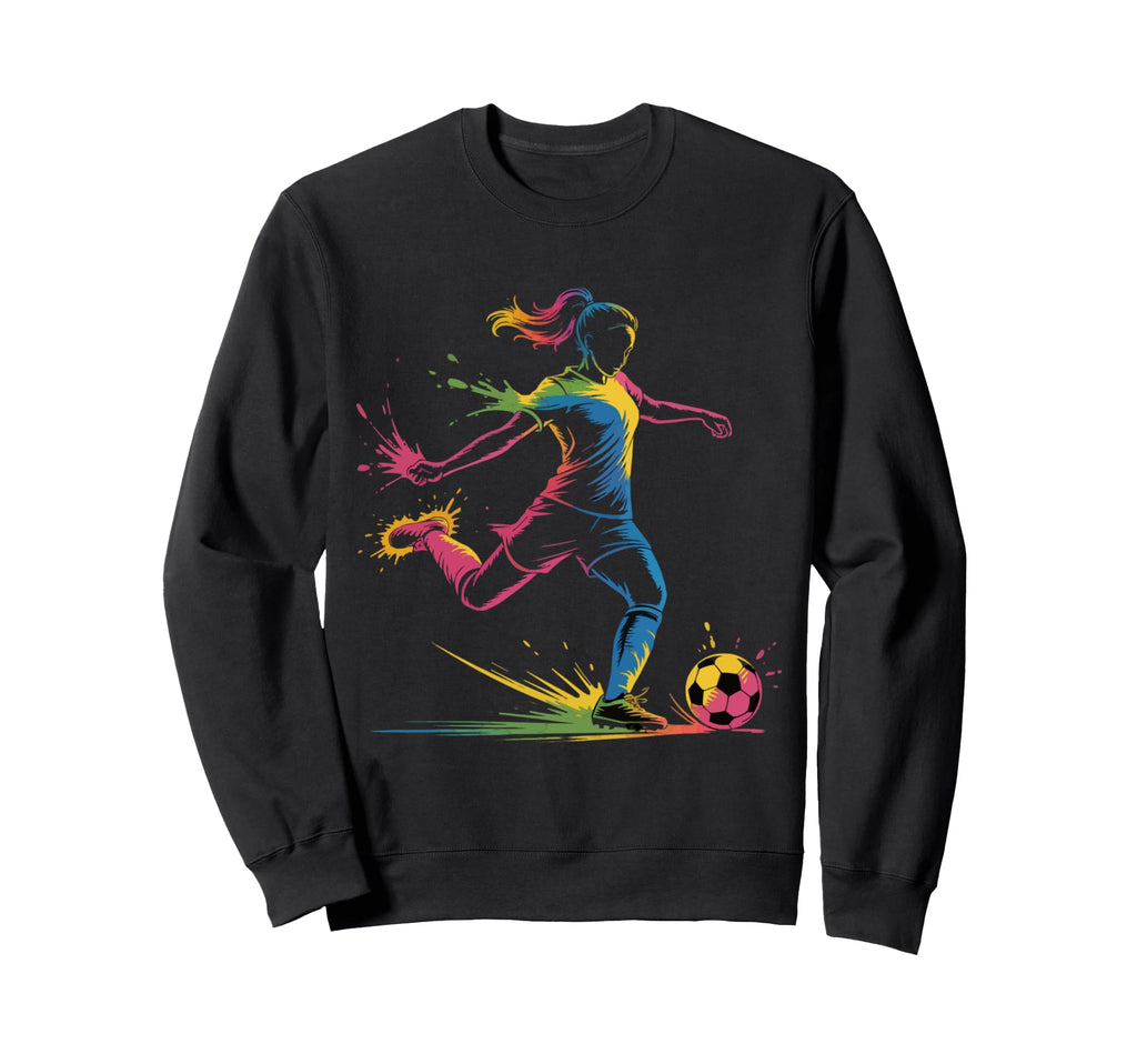 Colorful Neon Soccer Art Sweatshirt - Casual Everyday Wear for Adults - T-Shirt, Sweatshirt, Hoodie