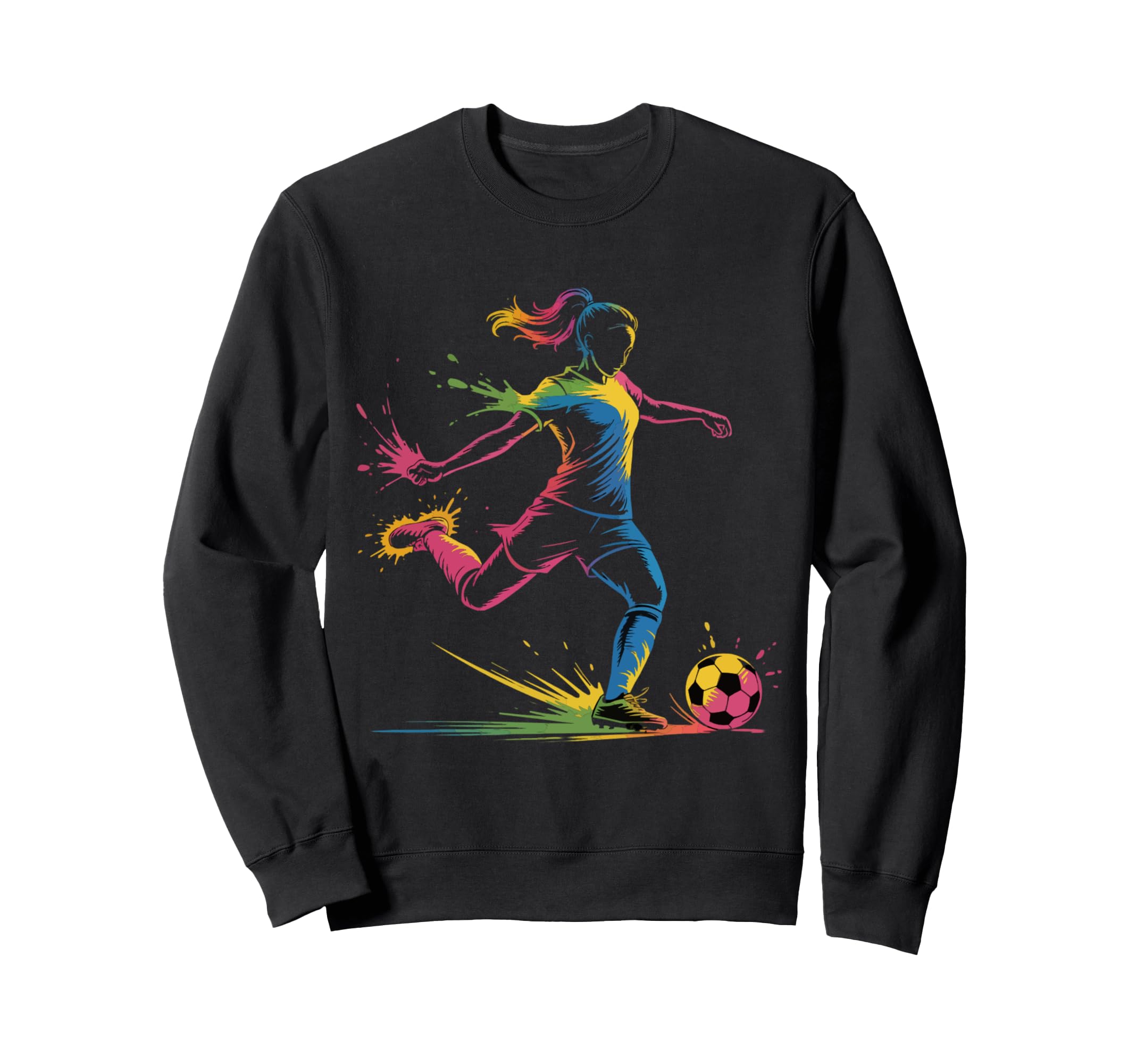 Colorful Neon Soccer Art Sweatshirt - Casual Everyday Wear for Adults - T-Shirt, Sweatshirt, Hoodie