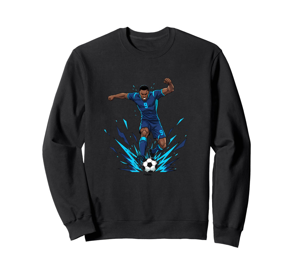 Football Soccer Blue Striker Rain Wet Sweatshirt - Custom Art Print Unisex - T-Shirt, Sweatshirt, Hoodie