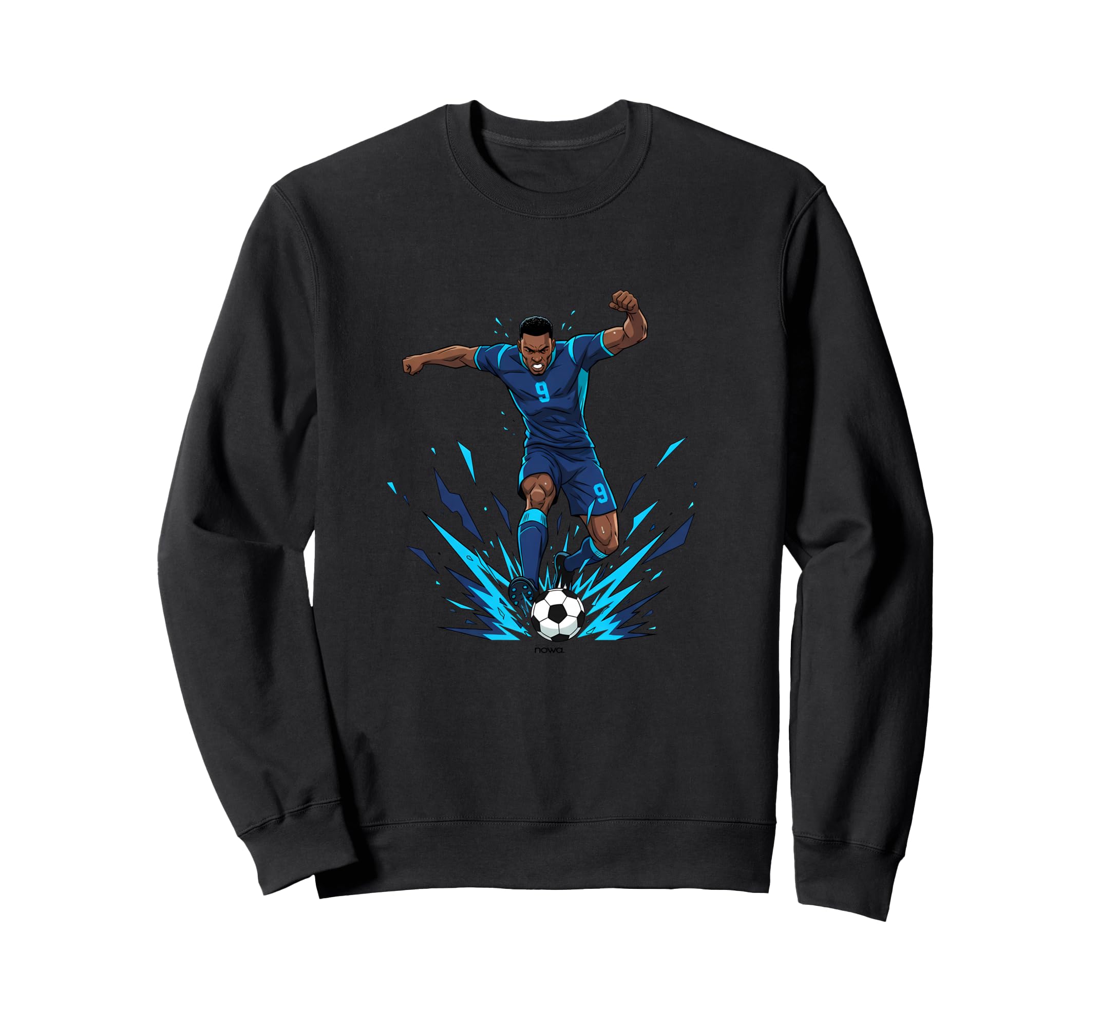 Football Soccer Blue Striker Rain Wet Sweatshirt - Custom Art Print Unisex - T-Shirt, Sweatshirt, Hoodie