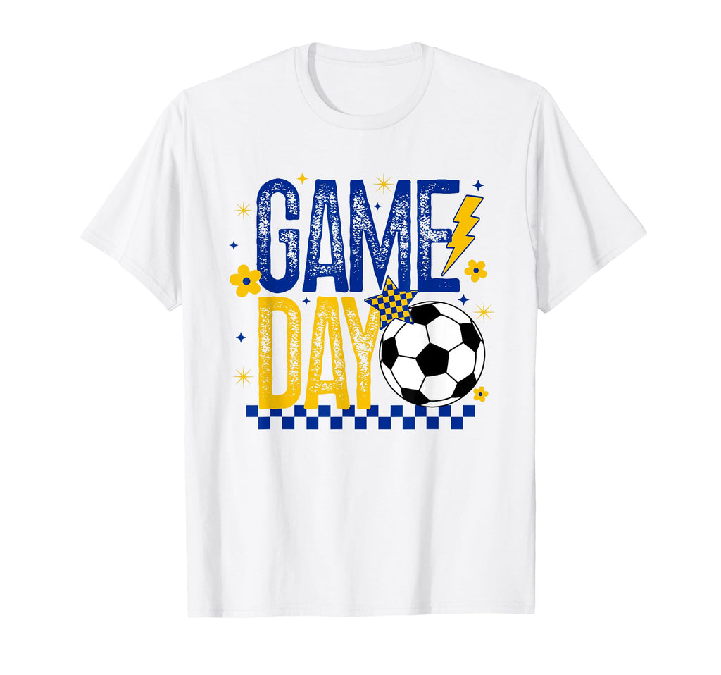 Game Day Soccer Season Blue Gold T-Shirt - Custom Art Print Unisex - T-Shirt, Sweatshirt, Hoodie