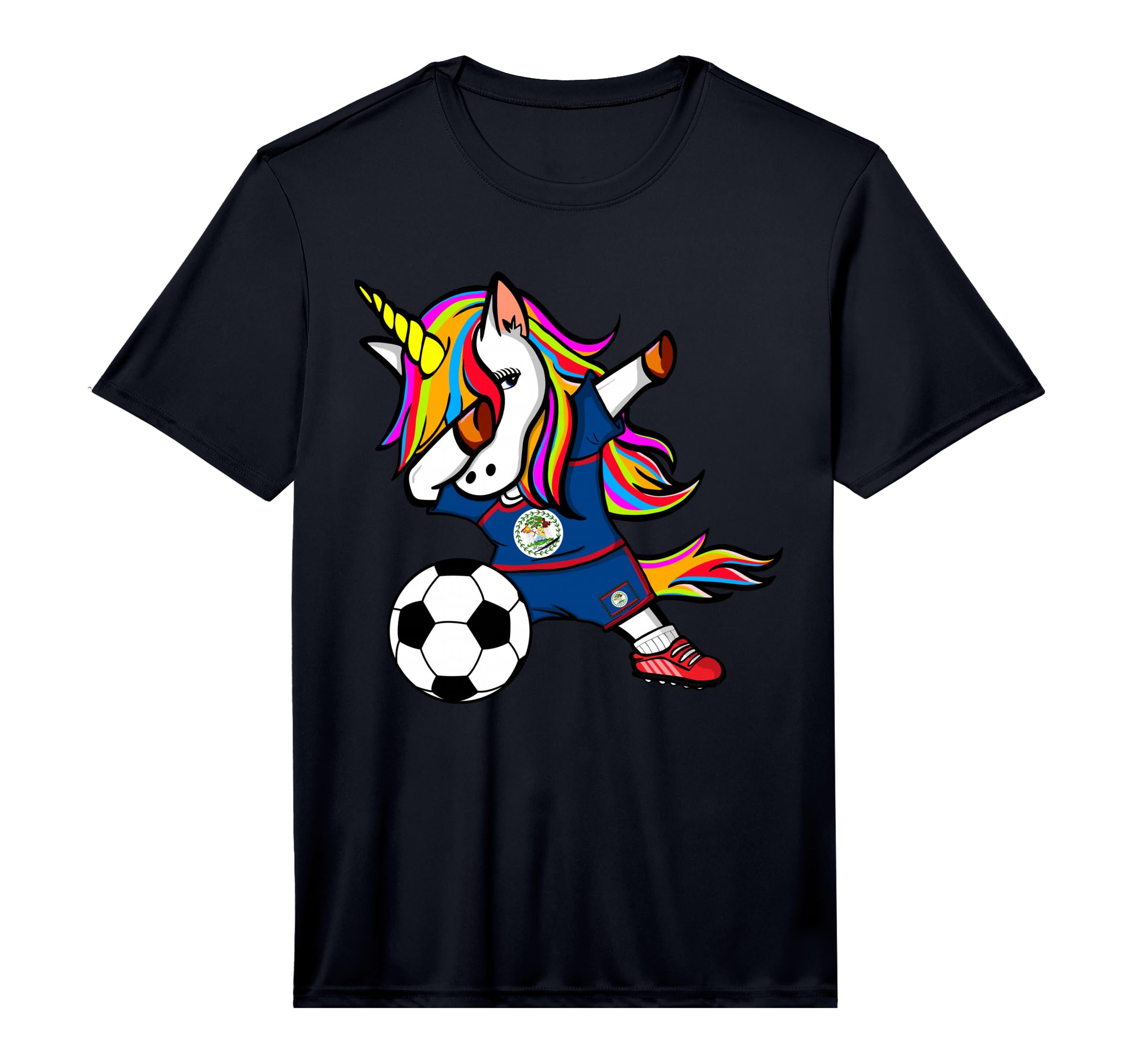 Dabbing Unicorn Belize Football T-Shirt - Novelty Apparel for Adults - T-Shirt, Sweatshirt, Hoodie