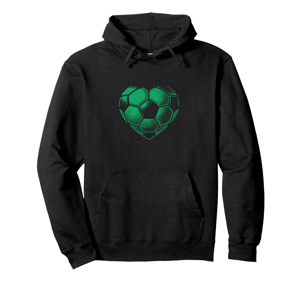 Soccer Ball Green Color Heart Mom Fan Parent Hoodie - Graphic Print Unisex - T-Shirt, Sweatshirt, Hoodie