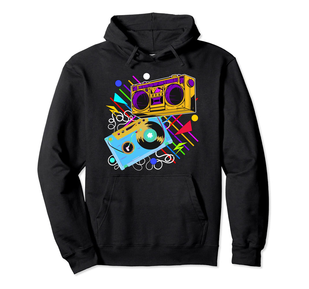 80S 90S Music Aesthetic Boombox Cassette Hoodie - Minimalist Print Unisex - T-Shirt, Sweatshirt, Hoodie