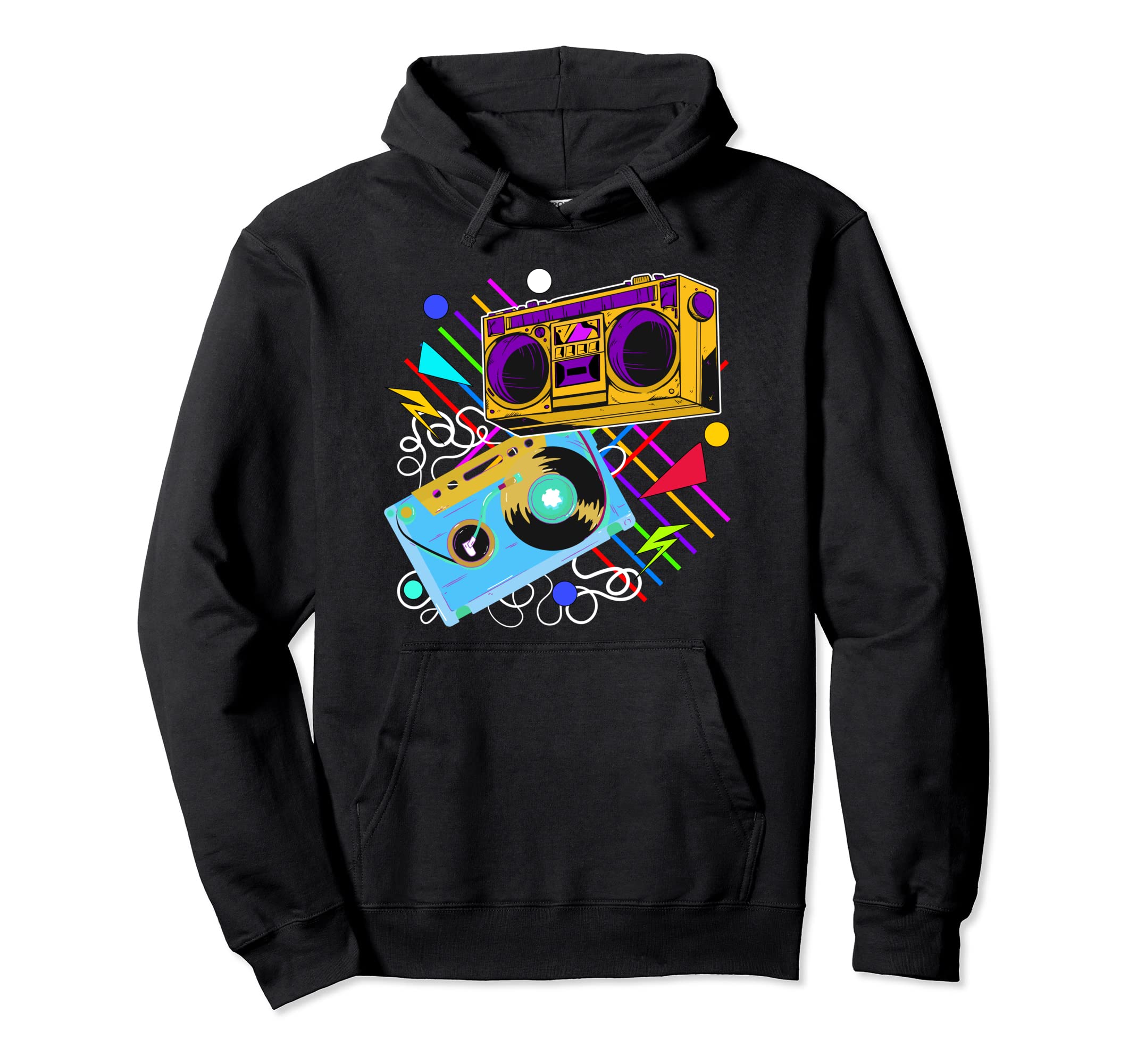 80S 90S Music Aesthetic Boombox Cassette Hoodie - Minimalist Print Unisex - T-Shirt, Sweatshirt, Hoodie