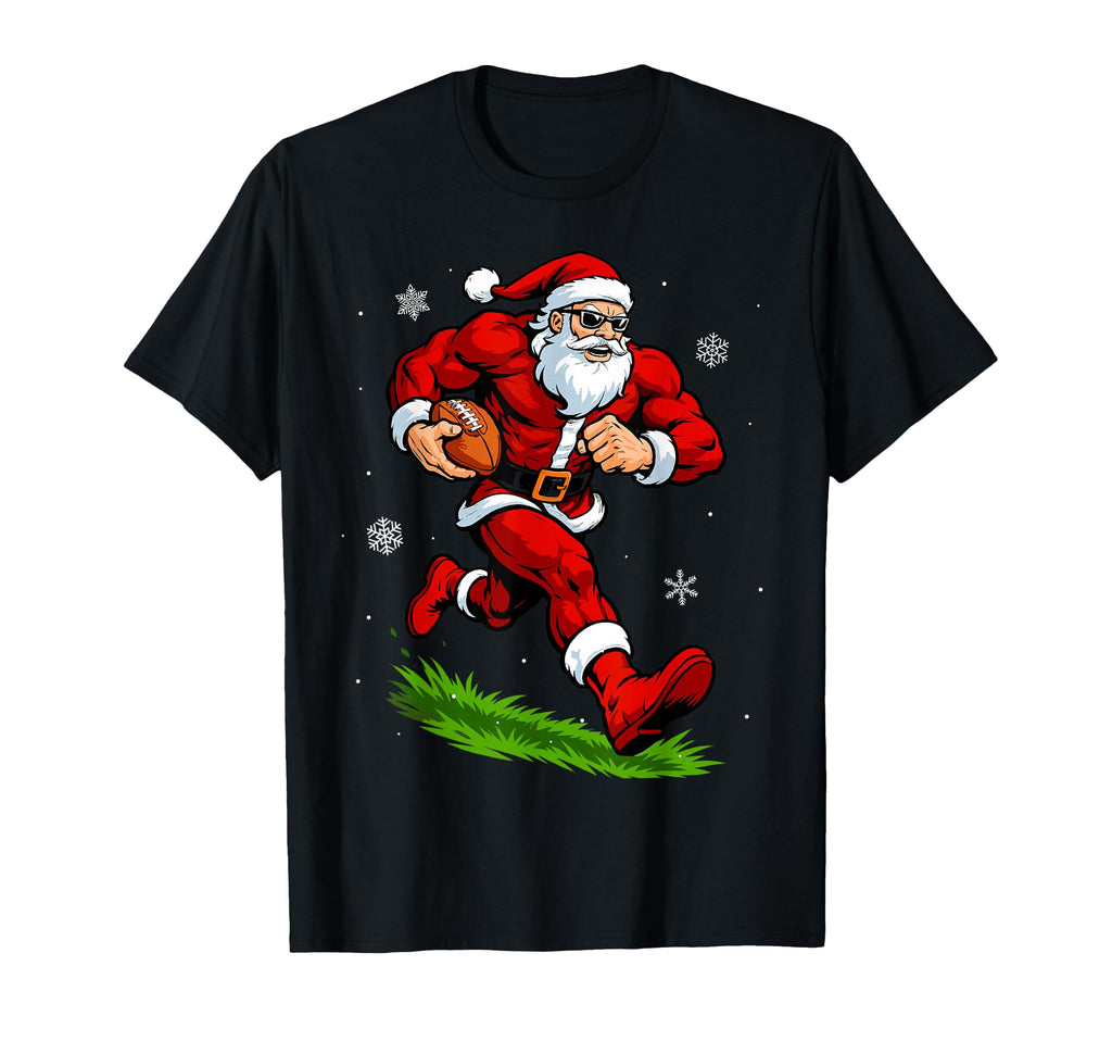 Santa Playing Football Funny T-Shirt - Custom Art Print for Adults - T-Shirt, Sweatshirt, Hoodie