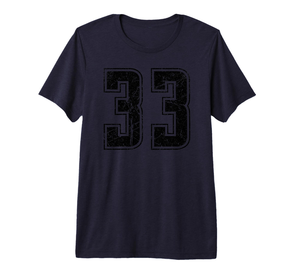 Number 33 Distressed Grunge Jersey Team T-Shirt - Custom Art Print Unisex - T-Shirt, Sweatshirt, Hoodie