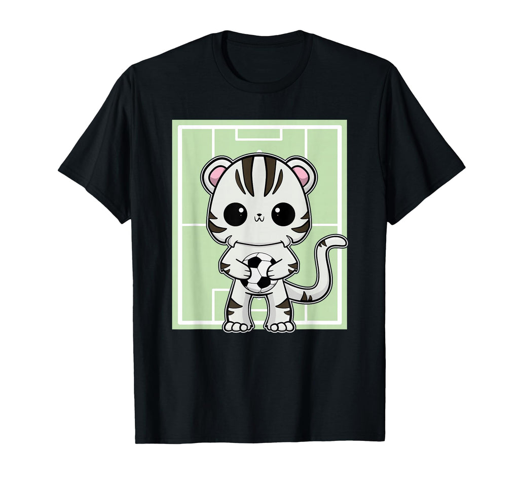 White Tiger Kitten Soccer Player Japanese Hoodie - Unique Graphic Men Women - T-Shirt, Sweatshirt, Hoodie